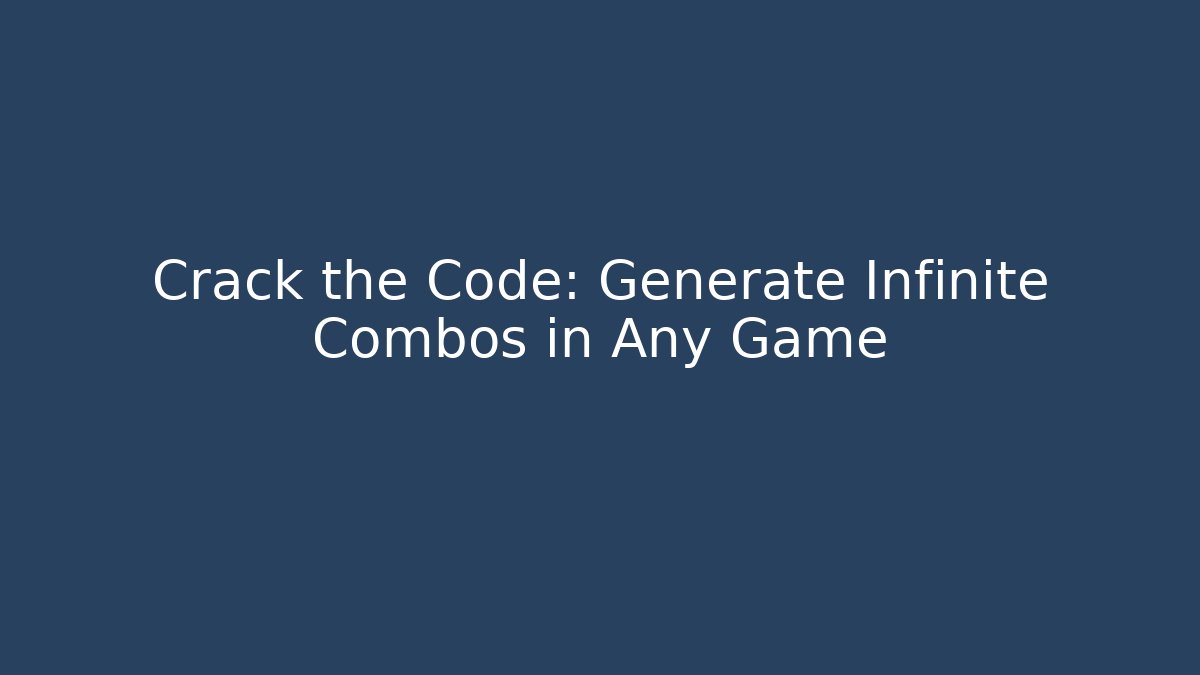 Crack the Code: Generate Infinite Combos in Any Game