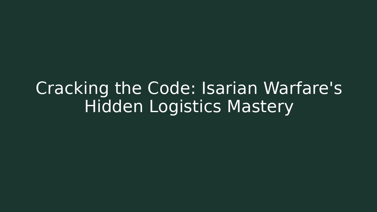 Cracking the Code: Isarian Warfare's Hidden Logistics Mastery