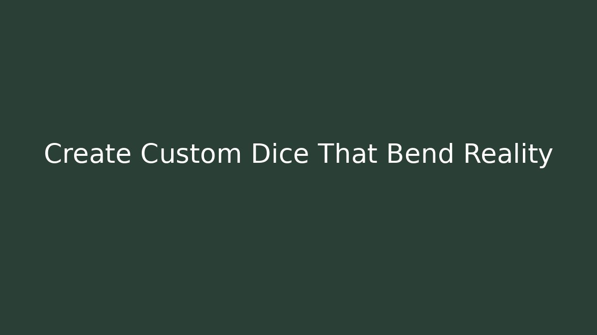 Create Custom Dice That Bend Reality
