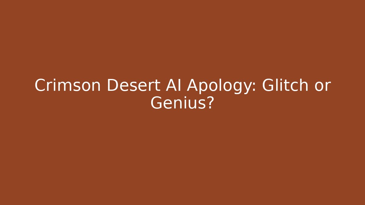 Crimson Desert AI Apology: Glitch or Genius?