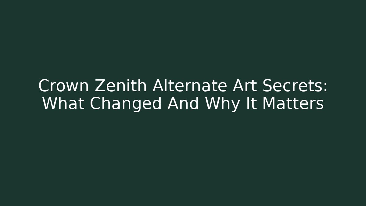 Crown Zenith Alternate Art Secrets: What Changed And Why It Matters