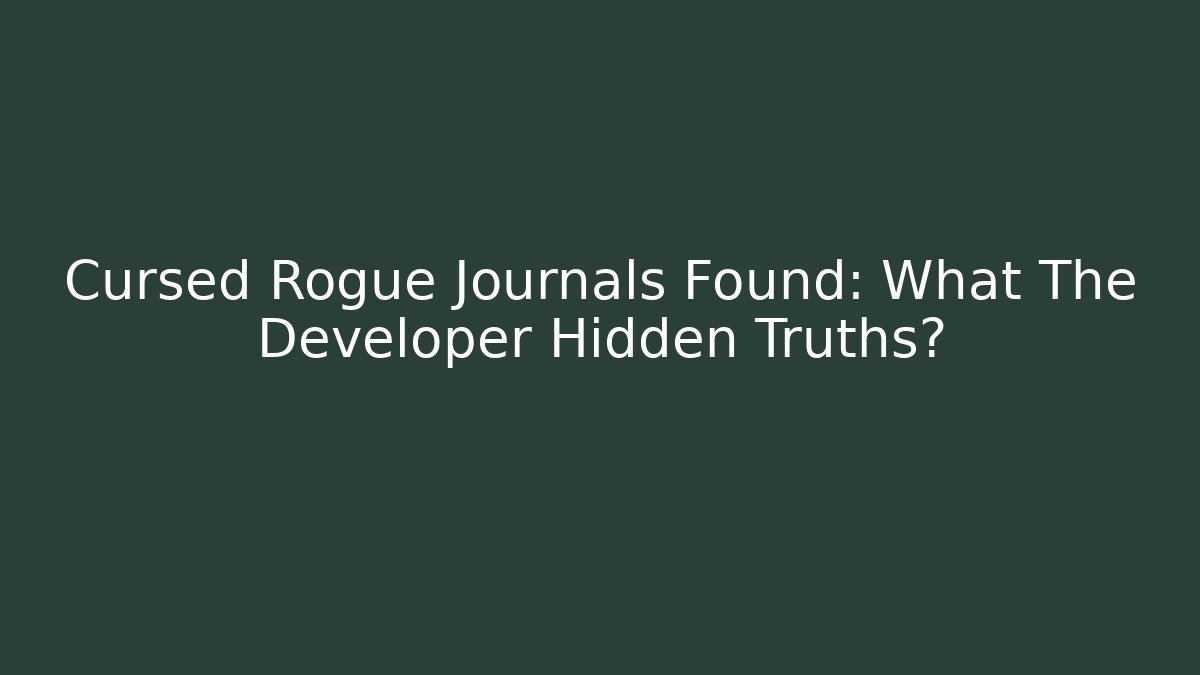 Cursed Rogue Journals Found: What The Developer Hidden Truths? - Vintage E-Juice