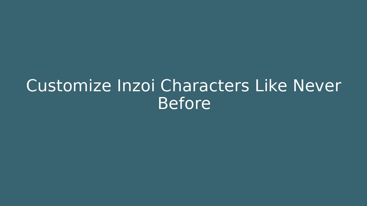 Customize Inzoi Characters Like Never Before - Vintage E-Juice
