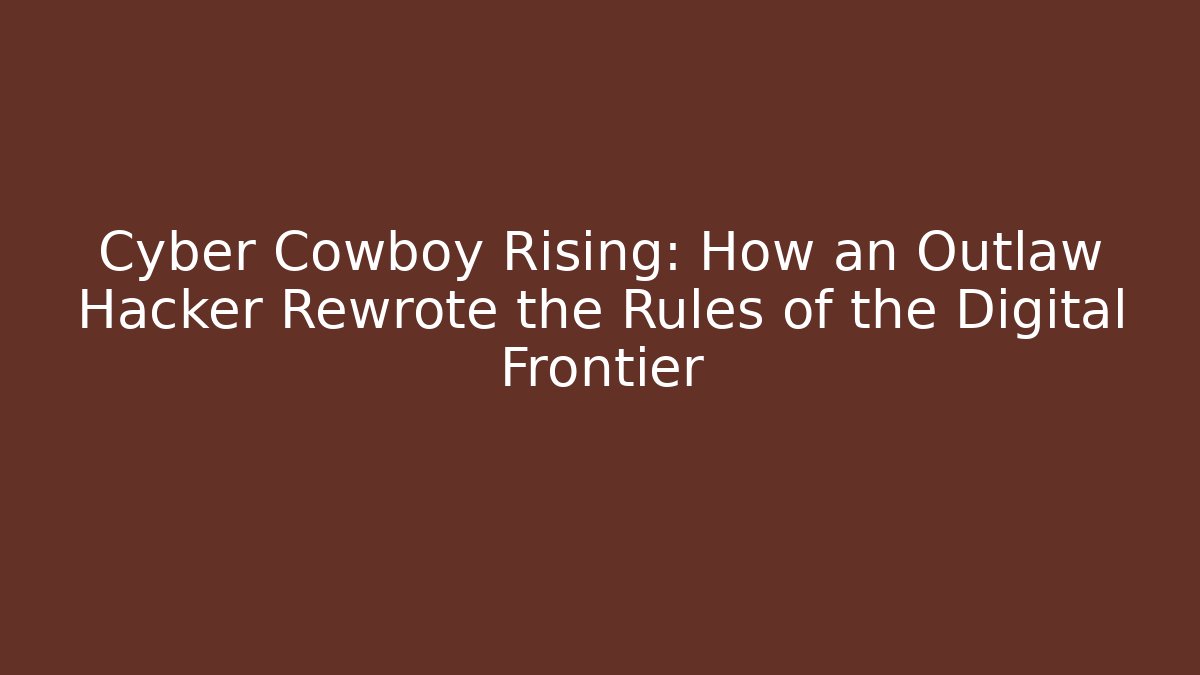 Cyber Cowboy Rising: How an Outlaw Hacker Rewrote the Rules of the Digital Frontier