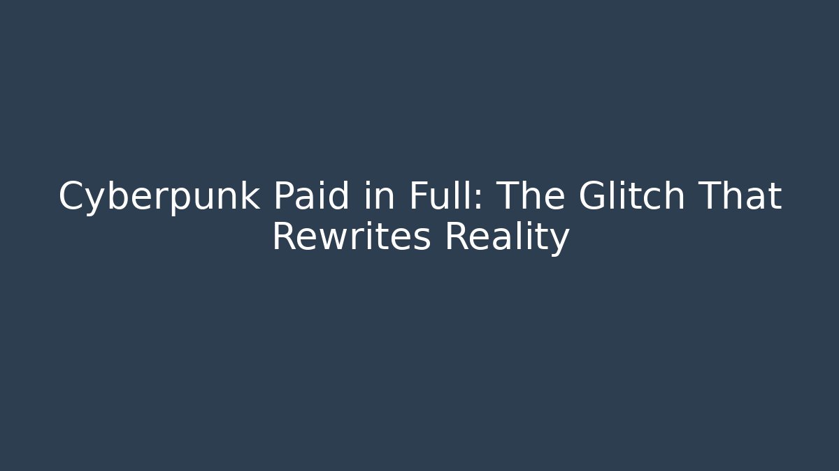 Cyberpunk Paid in Full: The Glitch That Rewrites Reality