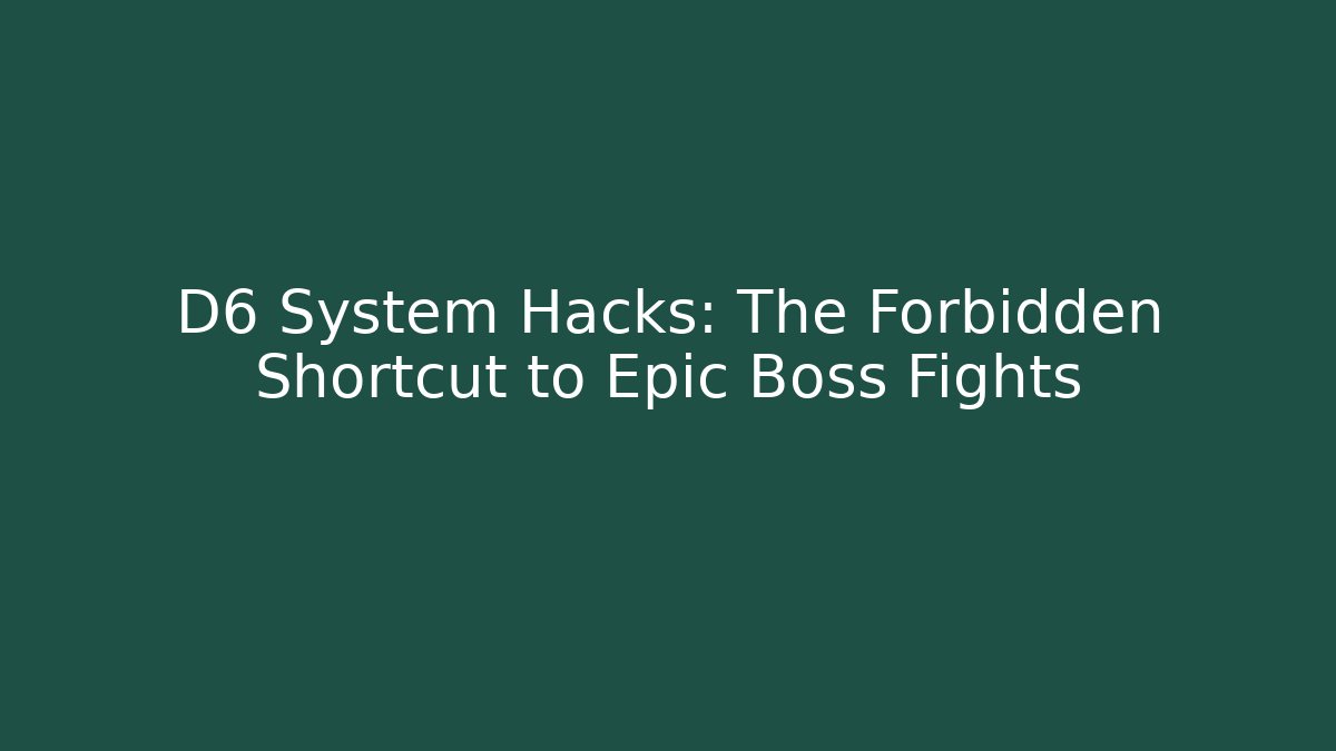 D6 System Hacks: The Forbidden Shortcut to Epic Boss Fights
