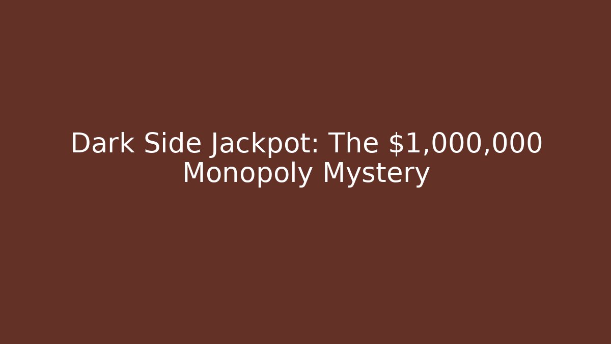 Dark Side Jackpot: The $1,000,000 Monopoly Mystery