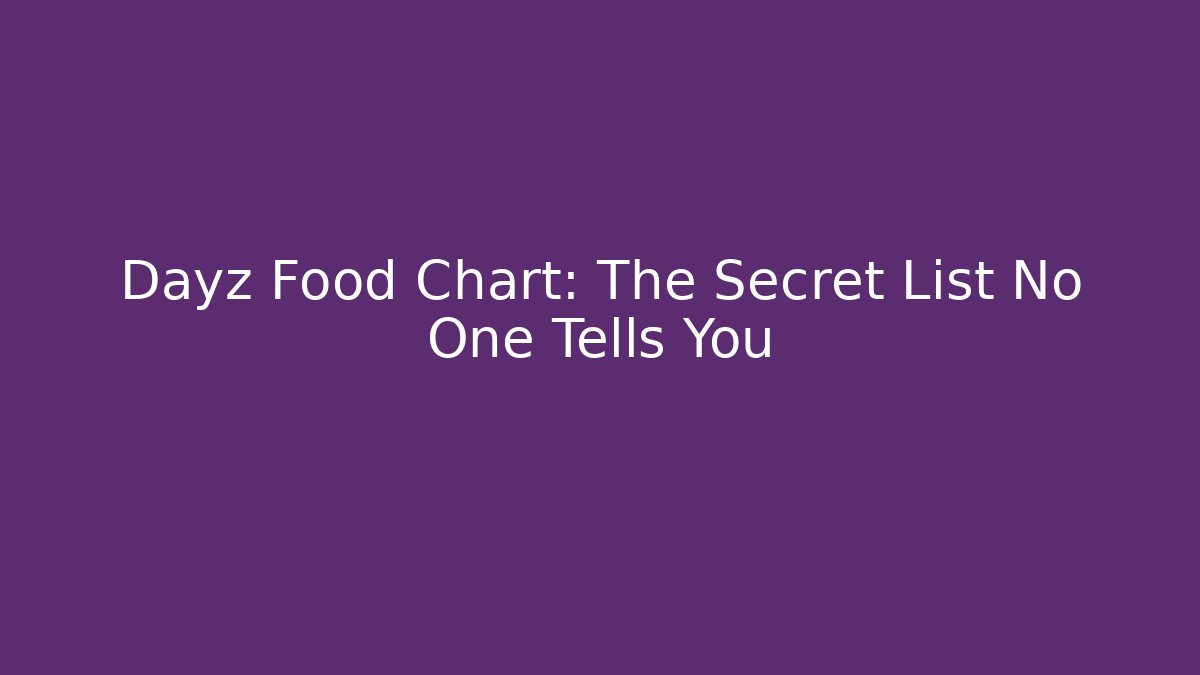Dayz Food Chart: The Secret List No One Tells You