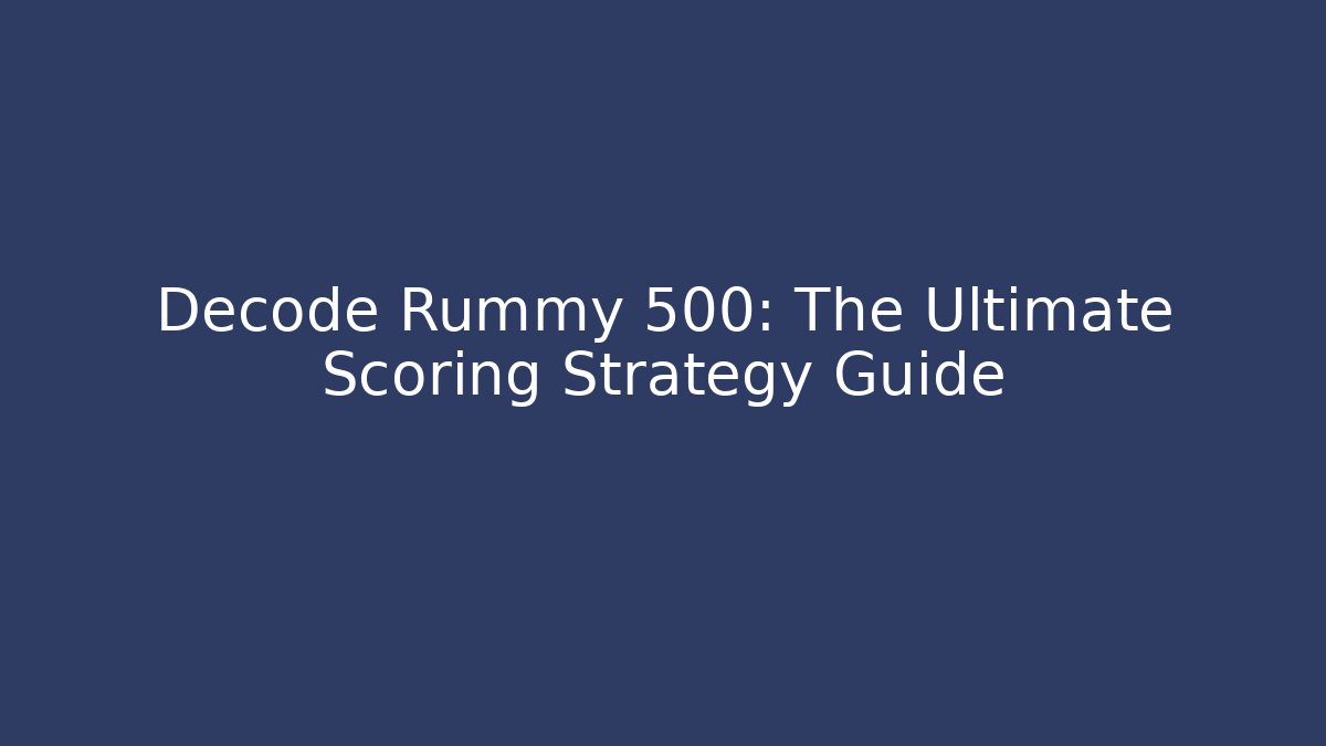 Decode Rummy 500: The Ultimate Scoring Strategy Guide
