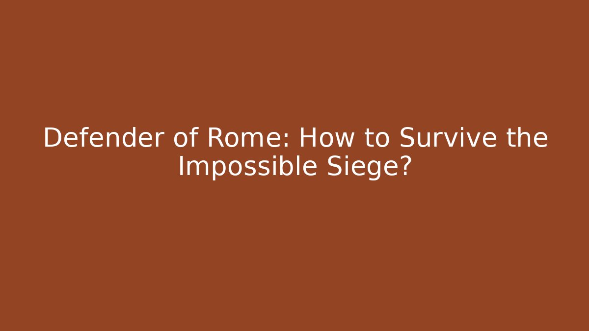 Defender of Rome: How to Survive the Impossible Siege? - Vintage E-Juice