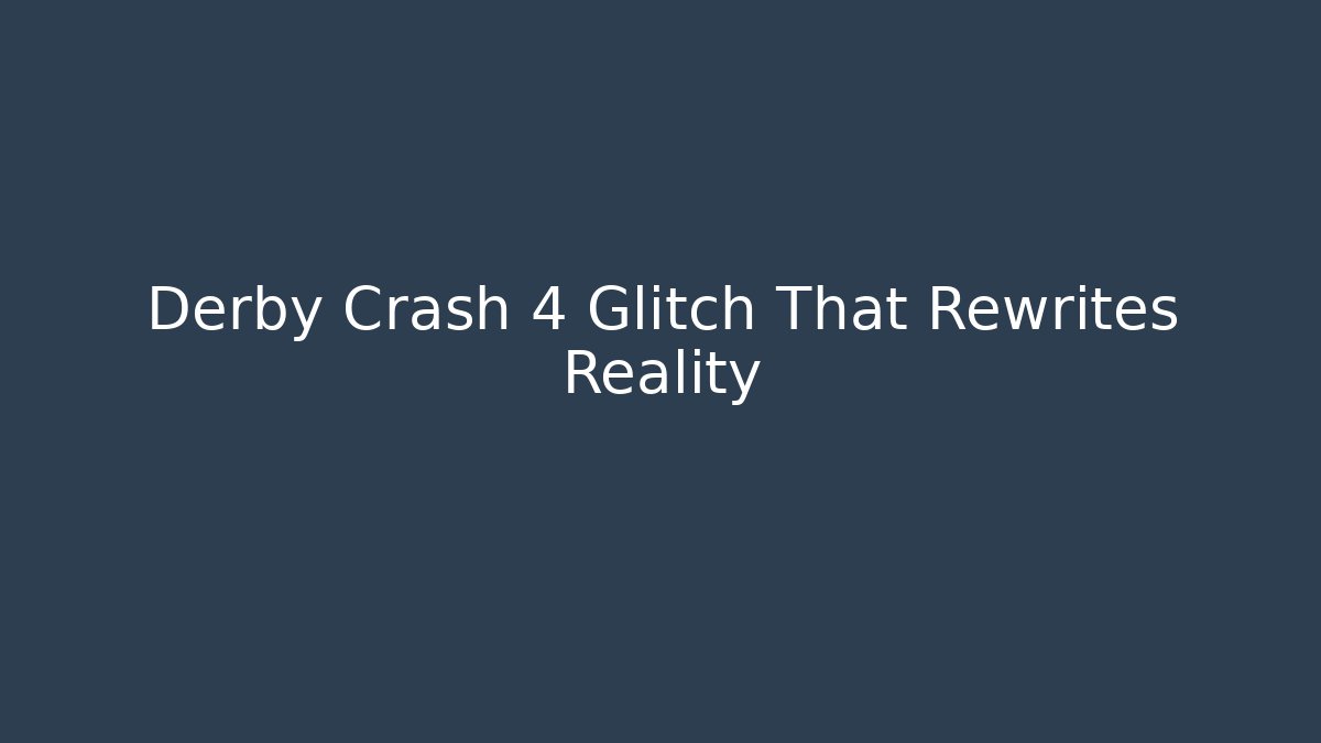 Derby Crash 4 Glitch That Rewrites Reality