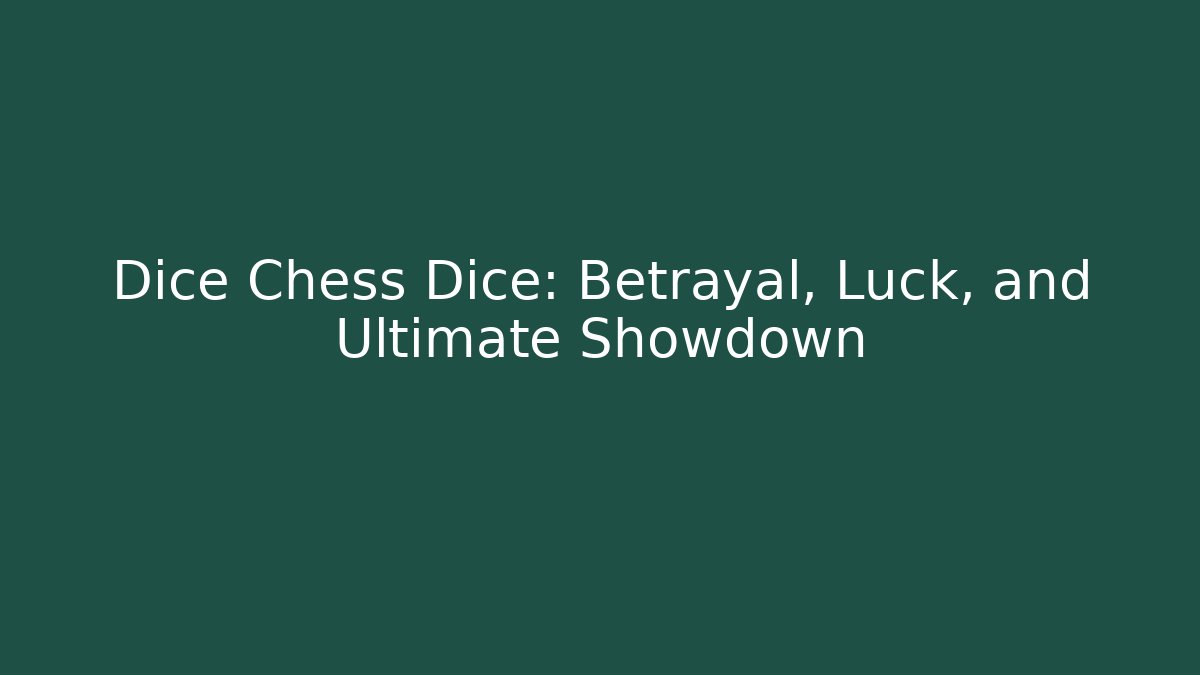 Dice Chess Dice: Betrayal, Luck, and Ultimate Showdown