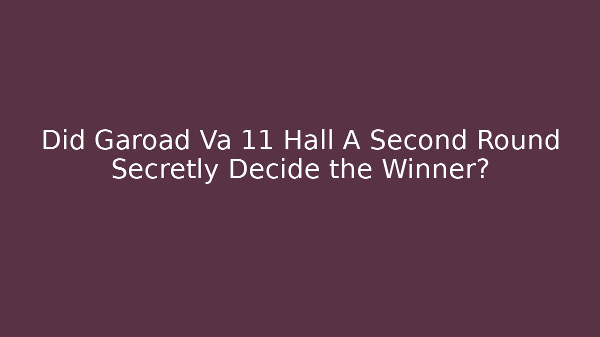 Did Garoad Va 11 Hall A Second Round Secretly Decide the Winner? - Vintage E-Juice