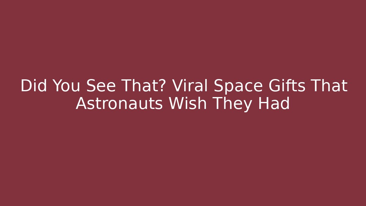 Did You See That? Viral Space Gifts That Astronauts Wish They Had