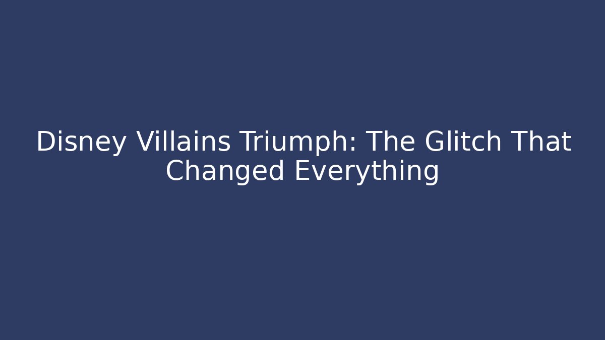 Disney Villains Triumph: The Glitch That Changed Everything
