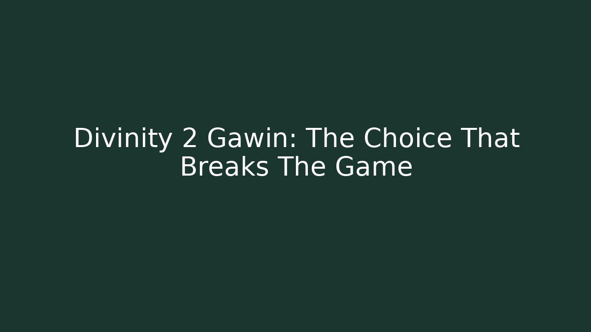 Divinity 2 Gawin: The Choice That Breaks The Game - Vintage E-Juice