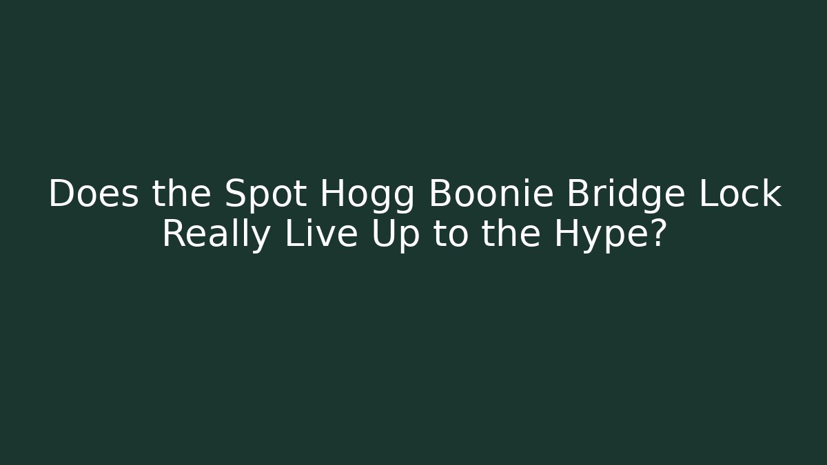 Does the Spot Hogg Boonie Bridge Lock Really Live Up to the Hype?
