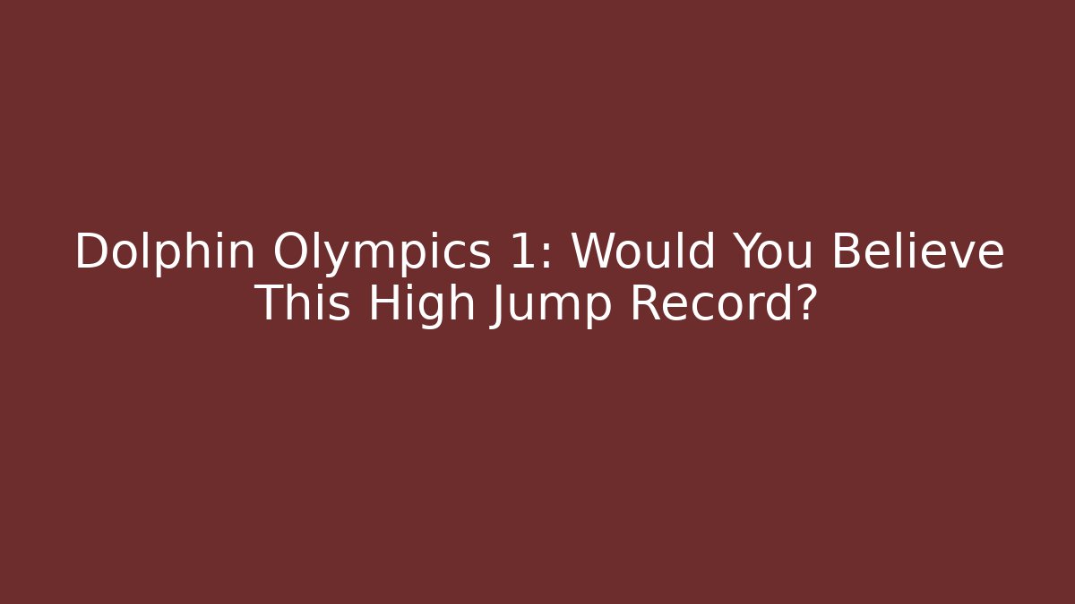 Dolphin Olympics 1: Would You Believe This High Jump Record?