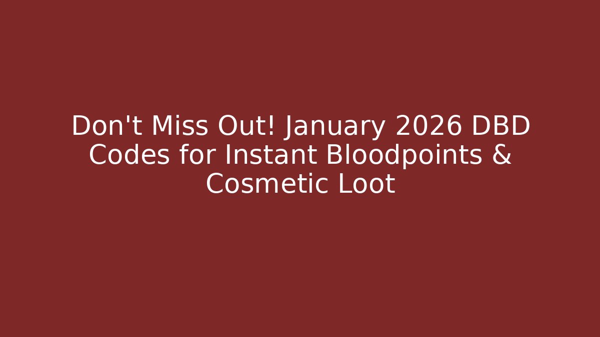 Don't Miss Out! January 2026 DBD Codes for Instant Bloodpoints & Cosmetic Loot