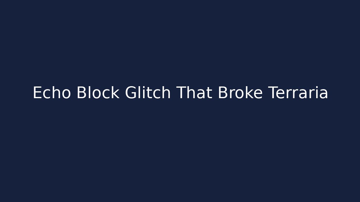 Echo Block Glitch That Broke Terraria