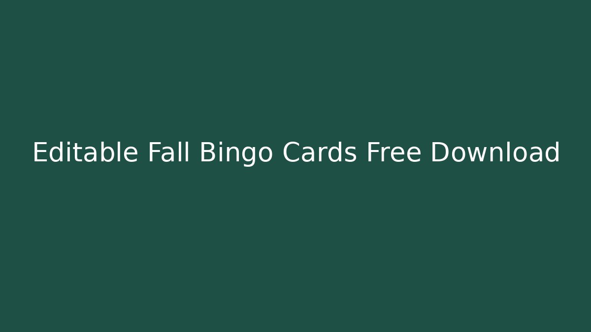 Editable Fall Bingo Cards Free Download