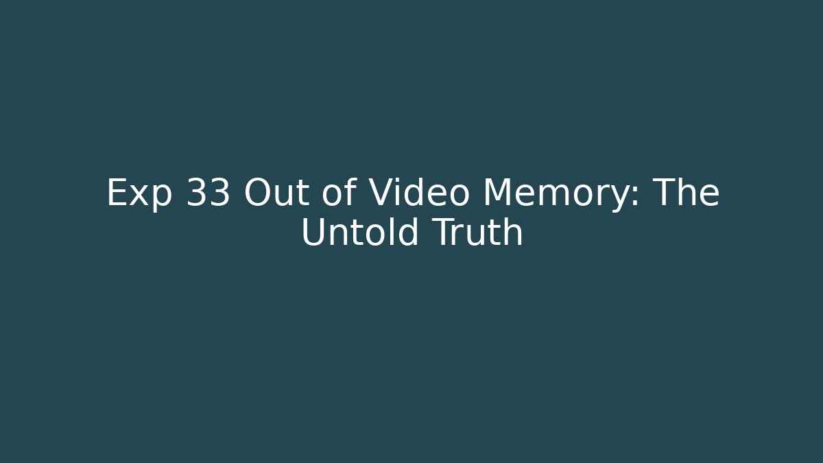 Exp 33 Out of Video Memory: The Untold Truth
