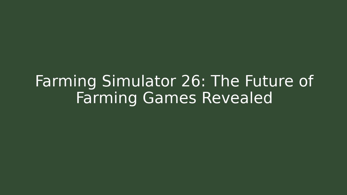 Farming Simulator 26: The Future of Farming Games Revealed