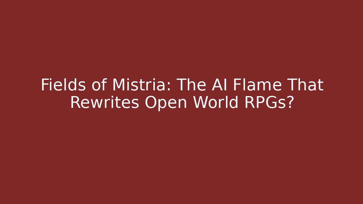 Fields of Mistria: The AI Flame That Rewrites Open World RPGs?