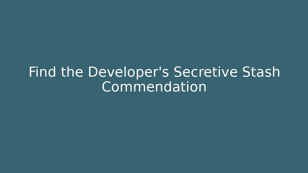 Find the Developer's Secretive Stash Commendation