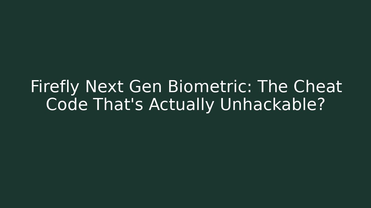 Firefly Next Gen Biometric: The Cheat Code That’s Actually Unhackable?