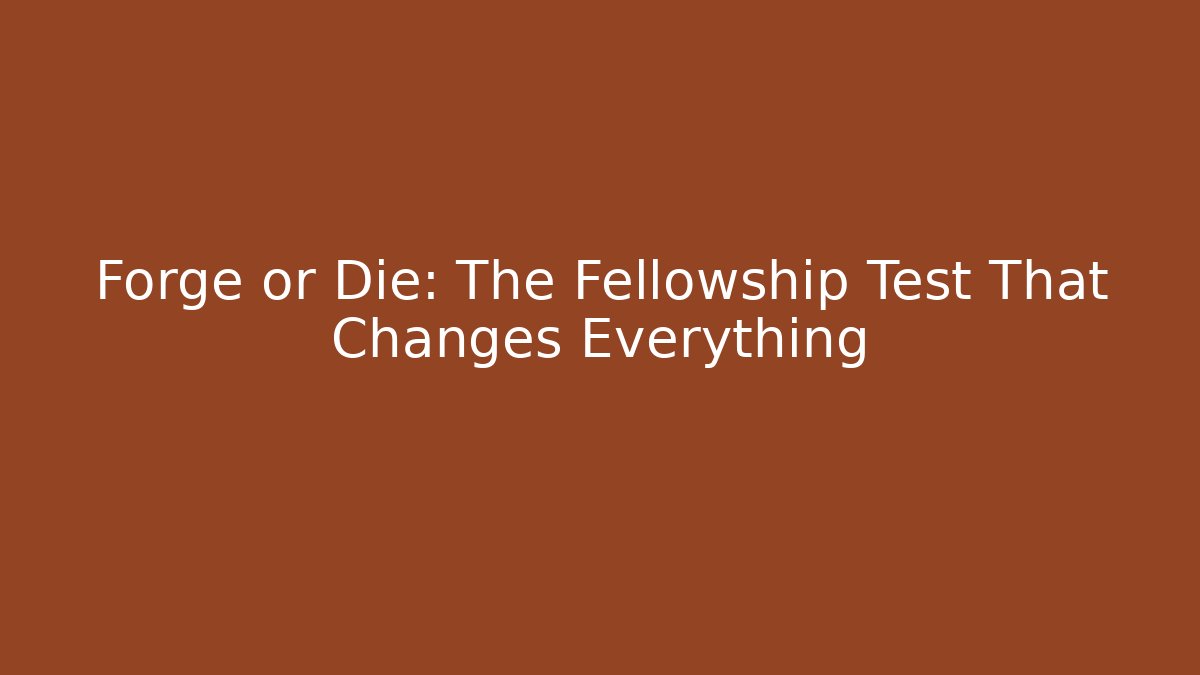 Forge or Die: The Fellowship Test That Changes Everything