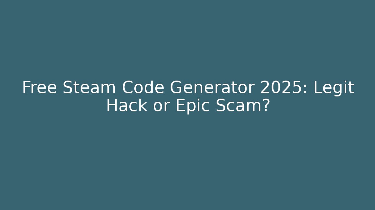 Free Steam Code Generator 2025: Legit Hack or Epic Scam? - Vintage E-Juice