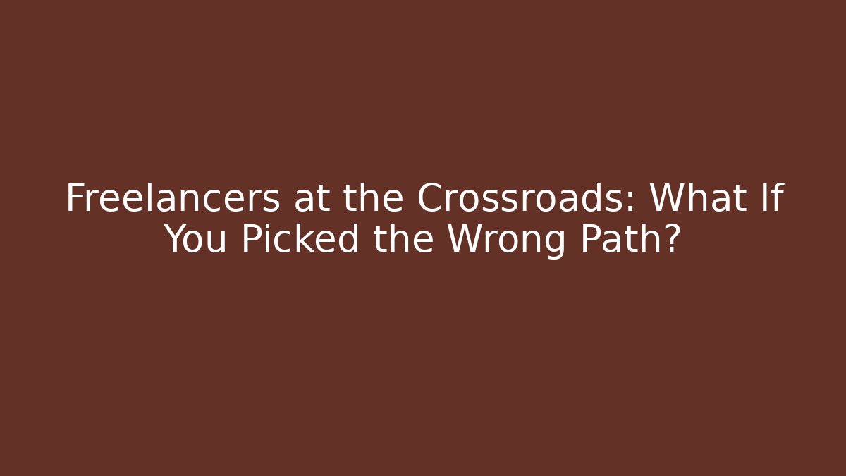 Freelancers at the Crossroads: What If You Picked the Wrong Path?