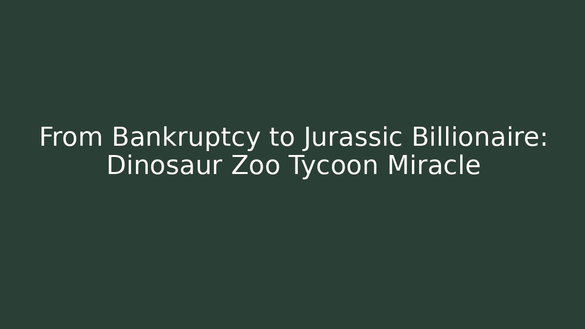 From Bankruptcy to Jurassic Billionaire: Dinosaur Zoo Tycoon Miracle