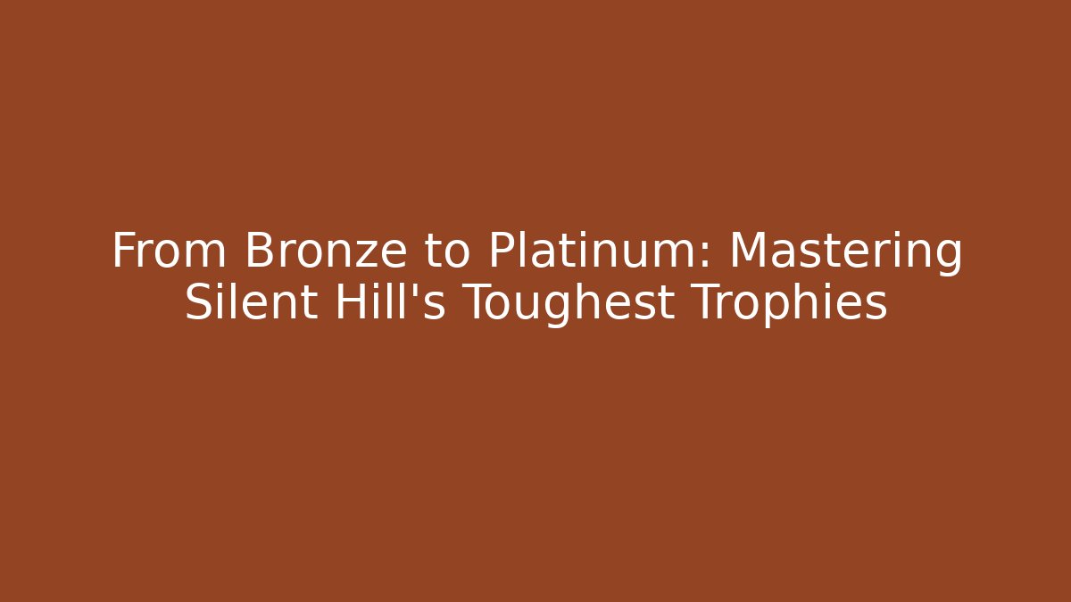 From Bronze to Platinum: Mastering Silent Hill's Toughest Trophies