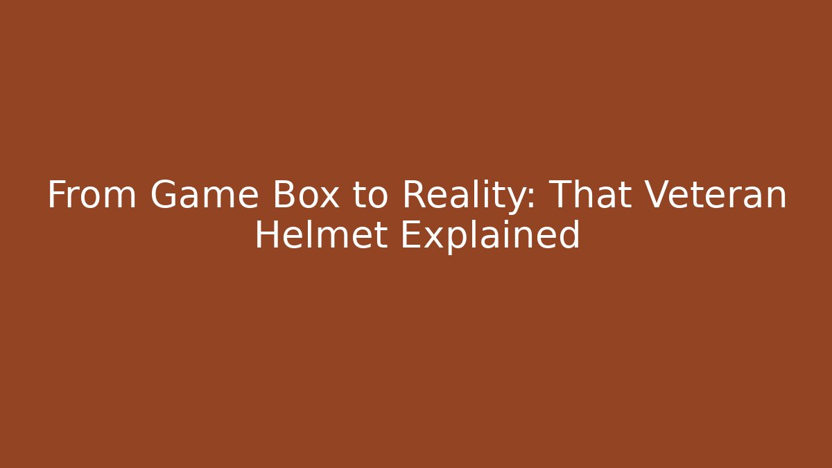 From Game Box to Reality: That Veteran Helmet Explained
