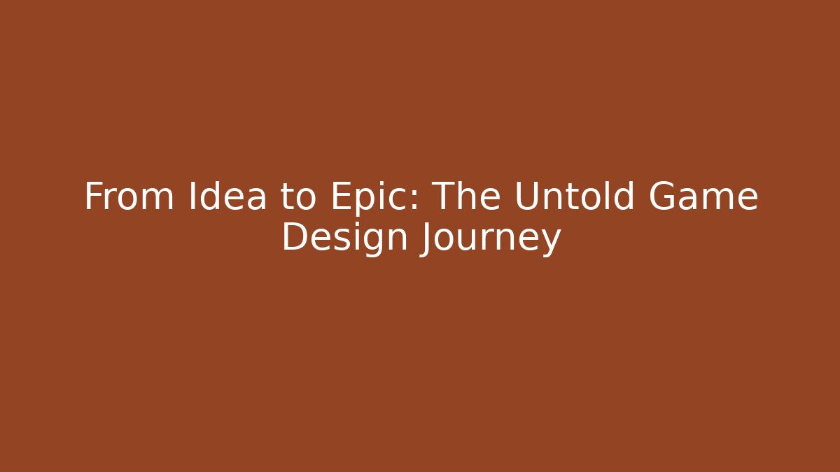 From Idea to Epic: The Untold Game Design Journey
