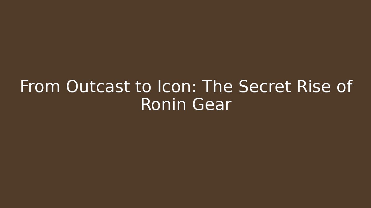 From Outcast to Icon: The Secret Rise of Ronin Gear - Vintage E-Juice
