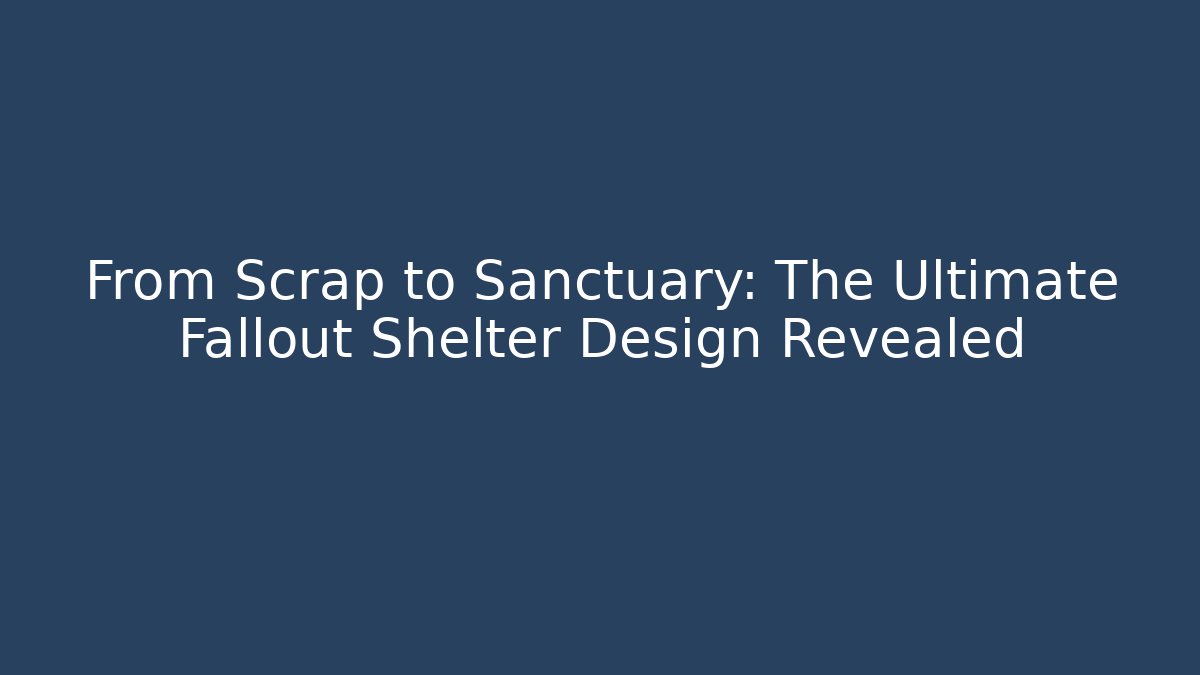 From Scrap to Sanctuary: The Ultimate Fallout Shelter Design Revealed - Vintage E-Juice