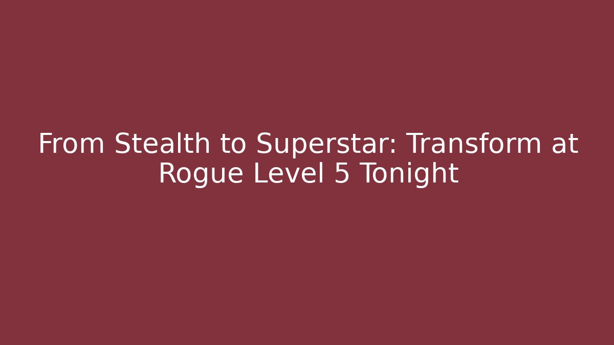 From Stealth to Superstar: Transform at Rogue Level 5 Tonight - Vintage E-Juice