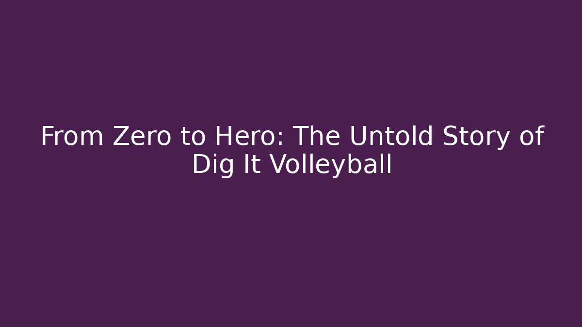 From Zero to Hero: The Untold Story of Dig It Volleyball