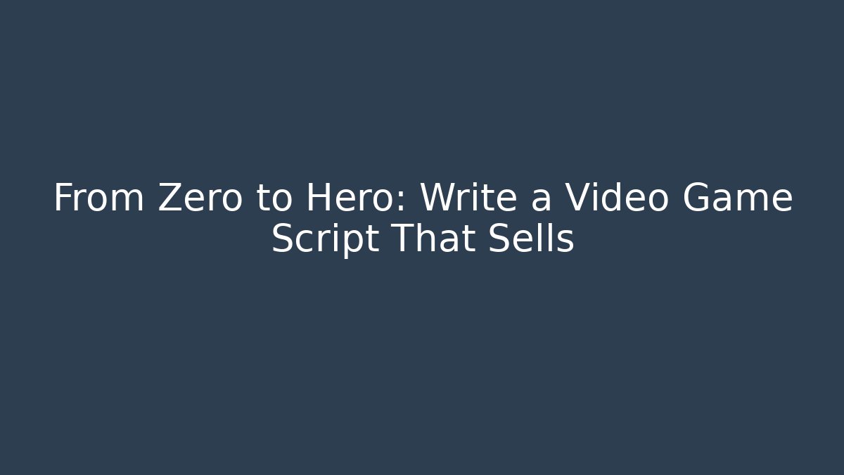 From Zero to Hero: Write a Video Game Script That Sells - Vintage E-Juice