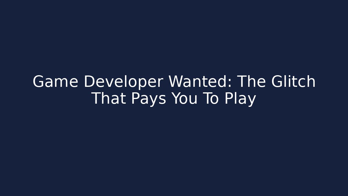 Game Developer Wanted: The Glitch That Pays You To Play