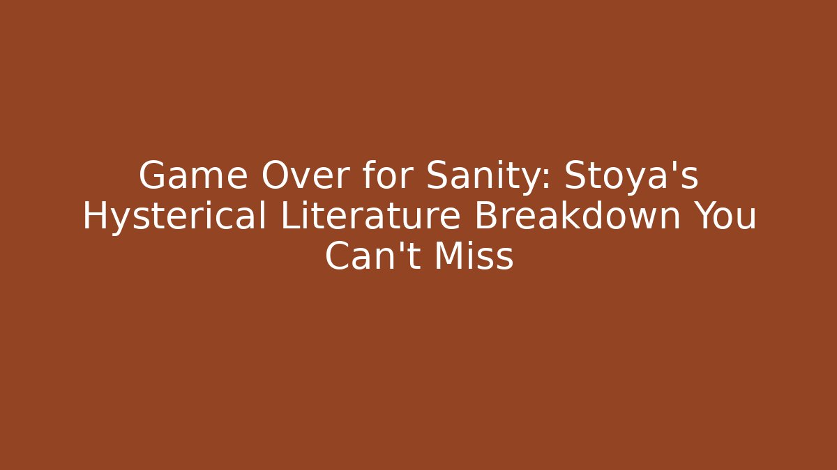 Game Over for Sanity: Stoya's Hysterical Literature Breakdown You Can't Miss
