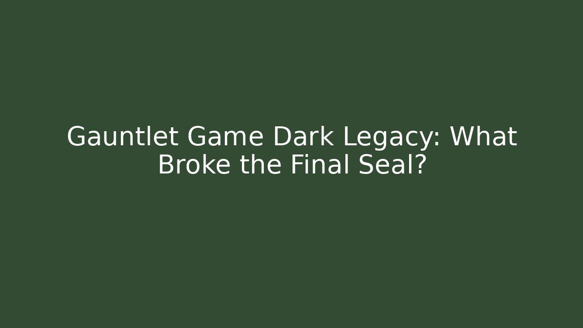 Gauntlet Game Dark Legacy: What Broke the Final Seal?