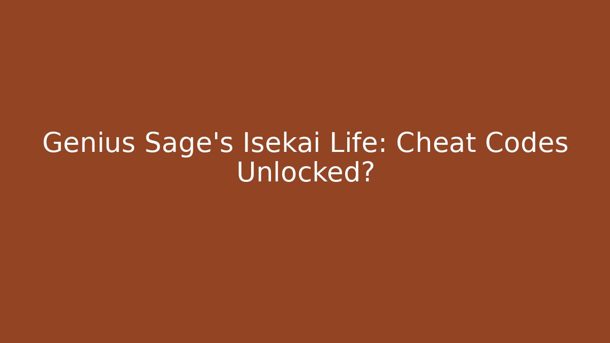 Genius Sage's Isekai Life: Cheat Codes Unlocked?