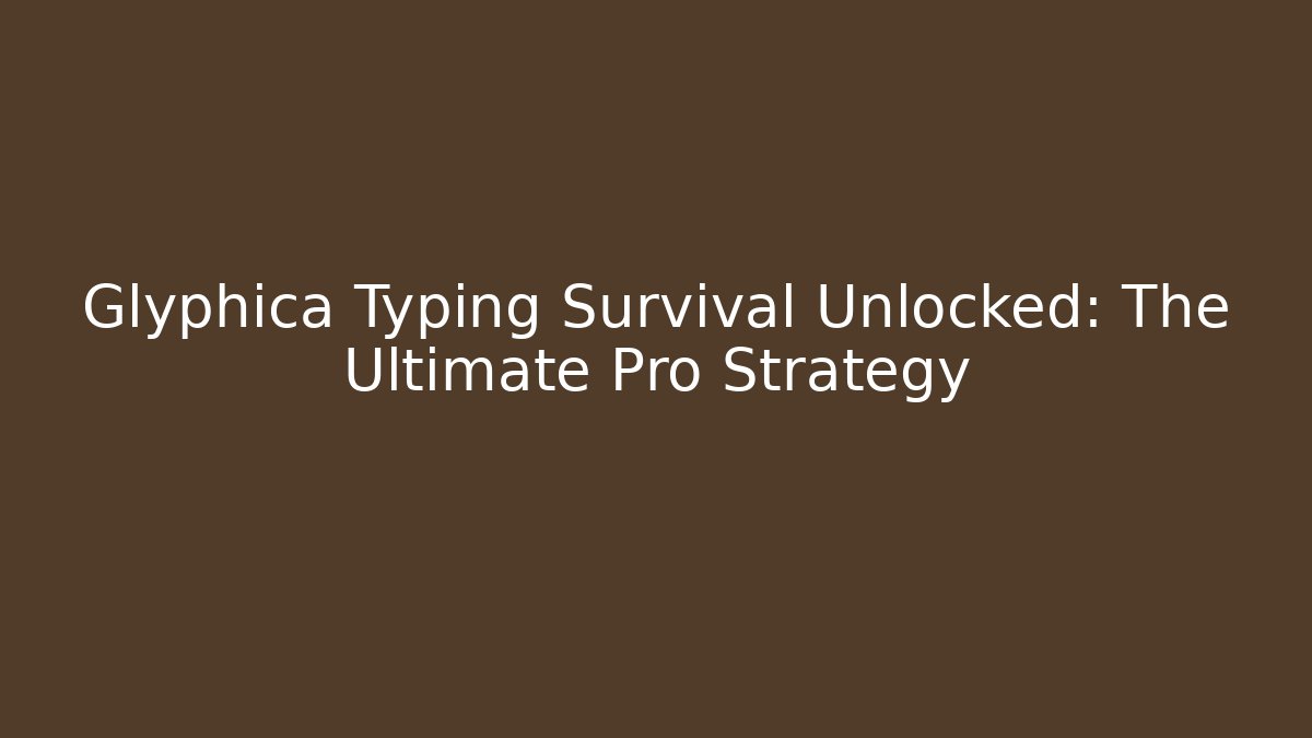Glyphica Typing Survival Unlocked: The Ultimate Pro Strategy - Vintage E-Juice