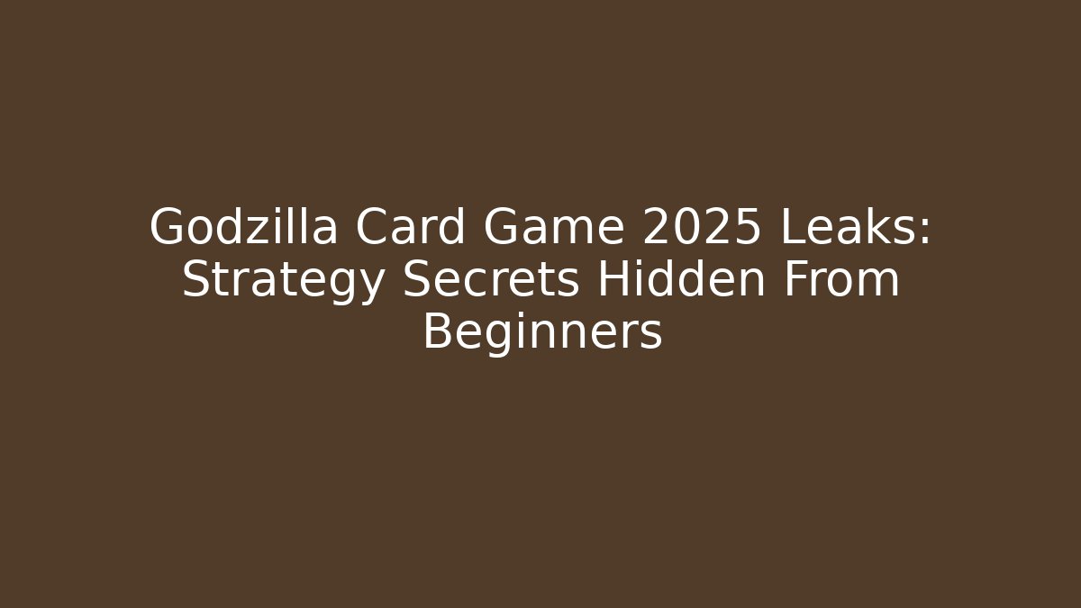 Godzilla Card Game 2025 Leaks: Strategy Secrets Hidden From Beginners