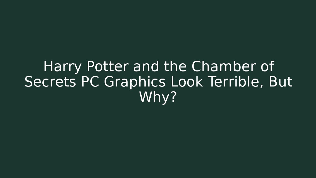 Harry Potter and the Chamber of Secrets PC Graphics Look Terrible, But Why? - Vintage E-Juice