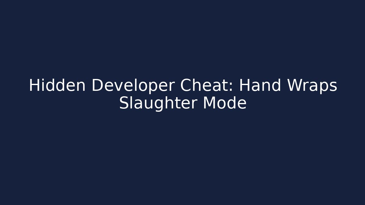 Hidden Developer Cheat: Hand Wraps Slaughter Mode